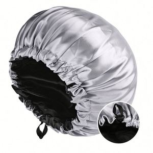Gorros de Dormir de Doble Capa con Forro de Seda Suave, Gorro de Satén con Cordón para Dormir, para Cabello Rizado Natural - Product Image 4