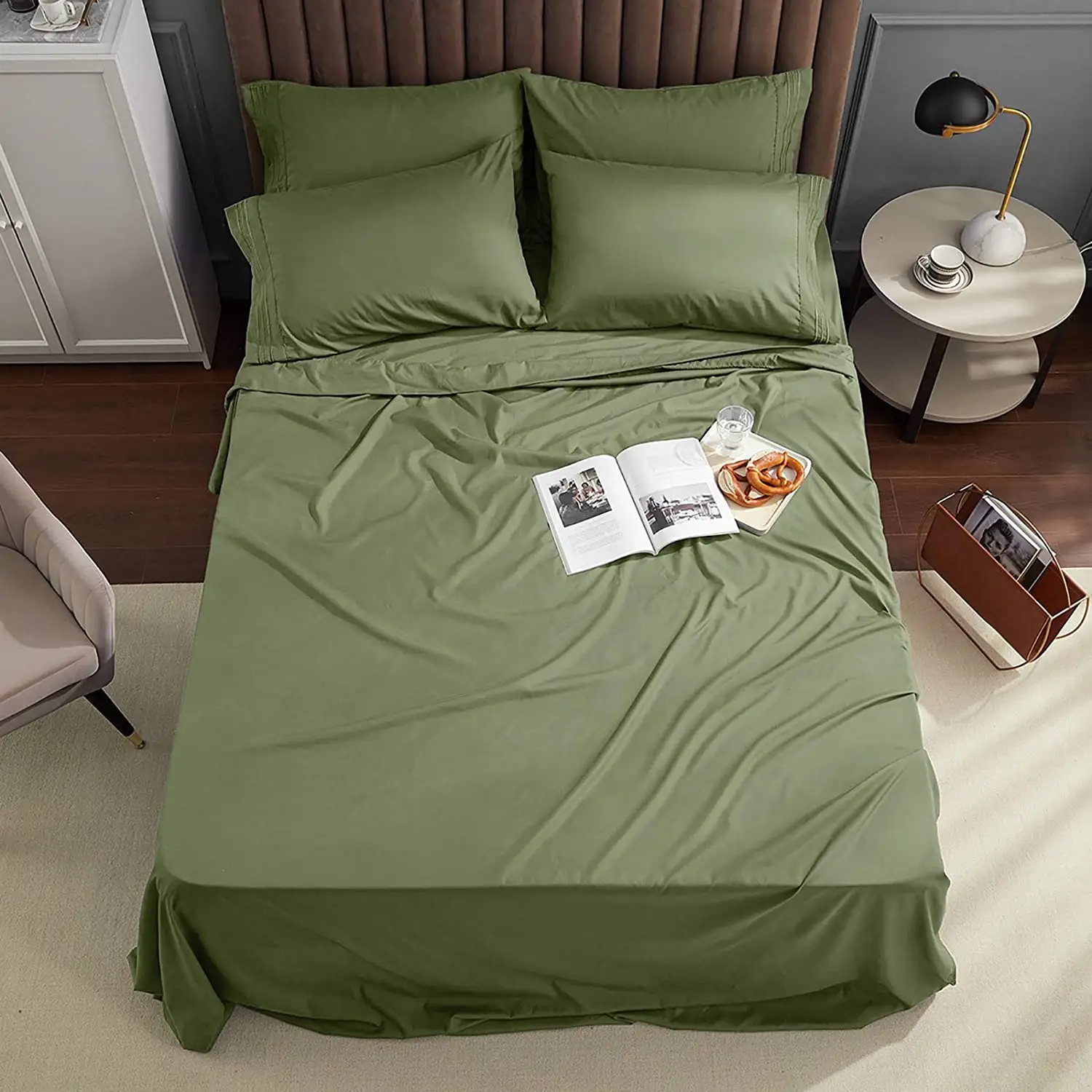 Green Bed Sheet Sets 1800 Thread Count Sabanas Deep Pocket Juegos De Sabana Online New Born Bedding Set King Queen Designer