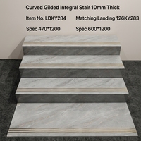 Carreaux de marche d'escalier en céramique texturée pierre, antidérapants, résistants aux acides, à bords incurvés, modernes et luxueux, 1200x470mm, pour usage intérieur, villa