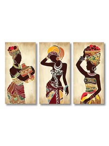 Set di 3 Dipinti su Tela di Donne Africane Etniche, <span class=keywords><strong>Stampe</strong></span> <span class=keywords><strong>Vintage</strong></span> di Figure per Decorazione Murale di Soggiorno e Casa - Product Image 6
