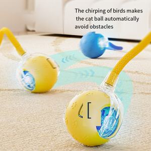 신상품 USB 충전식 스마트 고양이 장난감, 반려동물을 위한 새소리 나는 인터랙티브 실리콘 롤링 토이 - Product Image 5