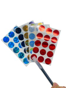 Lot <span class=keywords><strong>de</strong></span> rouleaux d'étiquettes à gratter holographiques rondes <span class=keywords><strong>de</strong></span> 16 mm, dorées, pour le suivi des défis d'épargne - Product Image 3