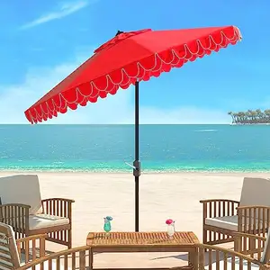 wholesale garden sun umbrella Outdoor Collection Iris Fashion Line Auto Tilt Black and White 9 inch small beach umbrella