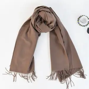 2023 High Quality Ladies Fashion Scarf Polyester Solid Color Purple Cashmere Scarves Wool Shawls Scarf for Women