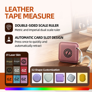 Ruban à mesurer en cuir holographique gravé au laser personnalisé, 1,5 m, rétractable, cadeau promotionnel - Product Image 3