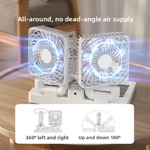 Nouveau mini <span class=keywords><strong>ventilateur</strong></span> portable 5V <span class=keywords><strong>USB</strong></span> à interface universelle pour camions de grande taille, double tête, à énergie solaire, moteur sans balais, 3 vitesses - Product Image 2