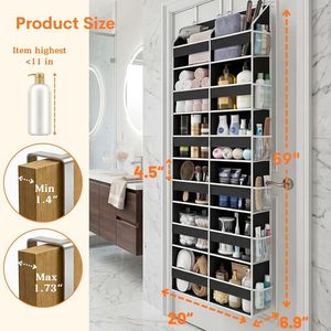 Organisateur suspendu au-dessus de la porte, 12 compartiments, noir, en tissu non tissé, pour vêtements, produits pour bébés, à fixer derrière la porte ou au mur - Product Image 4