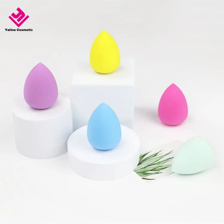 Wholesale Colorful Beauty cosmetic puff non latex Teardrop egg makeup sponge set 5 pcs