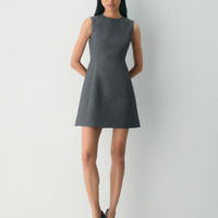 Robe mini fourreau ajustée sans manches à col ras du cou pour femme, couleur unie, tenue de bureau professionnelle, en tissu tissé, robe mini formelle unie