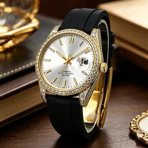 Reloj de Diamantes Moissanite con Correa de Goma, Personalizado, Mecánico, para Hombre, Movimiento Automático Miyota, Pasa la Prueba del Diamante - Product Image 1
