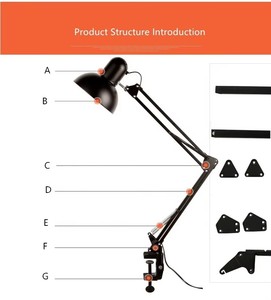 Manicure Table Lamp Nail Desk Night Light Fixture With Clamp <b>Computer</b> Office <b>Accessories</b> Vintage LED Folding Book Read Writing - Product Image 3