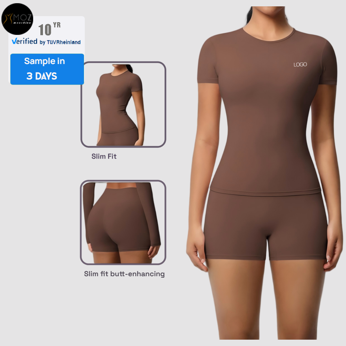 Women's Brushed Solid High-Stretch Shorts Set - Seamless 2-Piece Yoga & Gym Activewear for Running Custom T-Shirt & Shorts Set