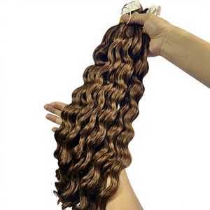 ต่อผมแท้เวียดนาม เรมี่ ดีฟเวฟ แบบเครื่องจักร สีน้ำตาลธรรมชาติ ผมลอน - Product Image 1