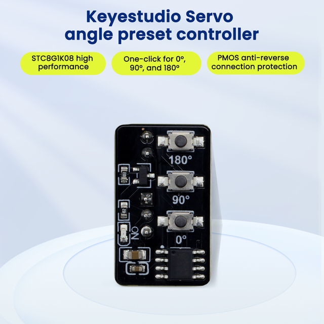 Keyestudio STC8G1K08 High Performance Servo Angle Preset Controller Module One-click for 0°/ 90° / 180° with 9G Servo
