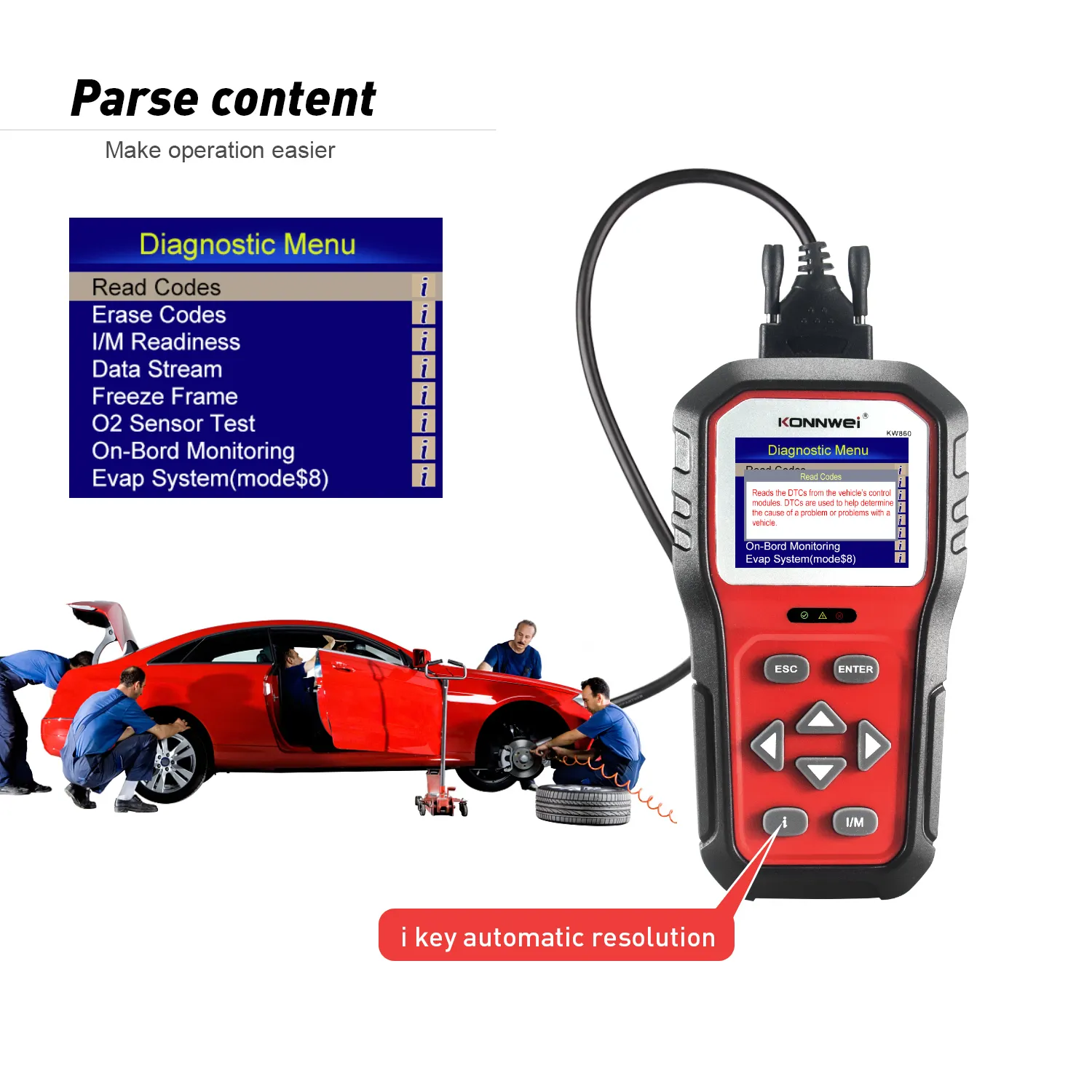 Outil de Diagnostic automobile OBD2, lecteur de Code de voiture, Scanner de véhicule, avec définition de Code améliorée et graphiques améliorés