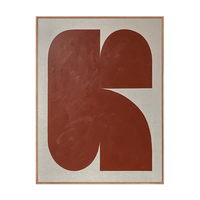 Grande peinture murale Wabi Sabi de couleur neutre, beige et terre cuite, art mural minimaliste, texture brune, peinture à l'huile abstraite géométrique