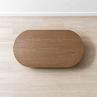 Table basse moderne de luxe pour salon, en bois de chêne massif, de forme ovale