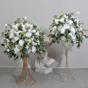 SN-LF082 penjualan populer bunga tengah meja klasik bunga putih mawar hijau bola bunga buatan bola Tengah