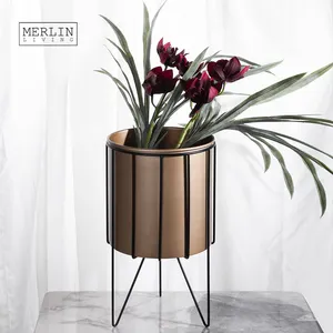 Merlin Living Büro Dekoration Luxus Bulk Eisen Metall Blumentöpfe stehen Rack Halter Dekor Indoor Keramik Blumentopf