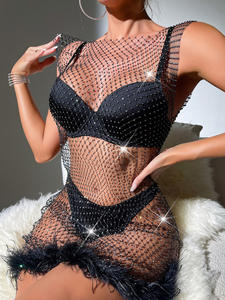 Nueva llegada <span class=keywords><strong>Ropa</strong></span> de <span class=keywords><strong>mujer</strong></span> Deseo Sexy Seducción <span class=keywords><strong>Mujer</strong></span> Verano Hot Girl Beach Hot Mesh Vestido peludo Casual Vestidos sin mangas - Product Image 5