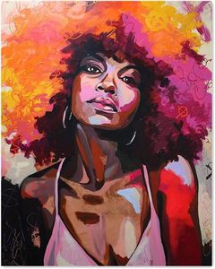 Kit de pintura por números de flores de amapola negra, pintura <span class=keywords><strong>al</strong></span> óleo de Arte Moderno de mujer afroamericana para decoración de pared - Product Image 5