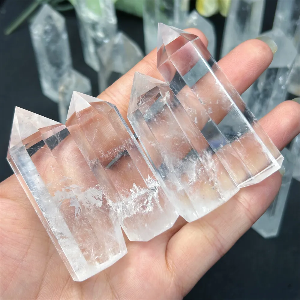 Wholesale bulk crystal Tower crafts Good clarity polishing meditation healing clear quartz point for decoration