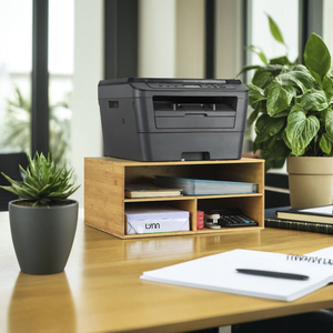 Bambus-Druckerständer mit Aufbewahrung Multifunktionales 2-stufiges Papierorganisationsregal für Zuhause, Büro und Schule - Product Image 3