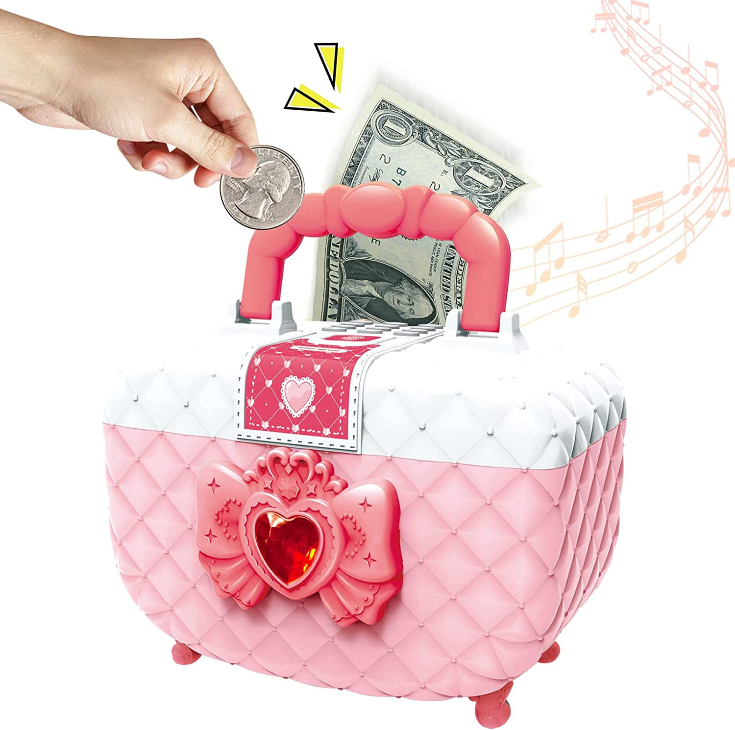 Лидер продаж, детские игрушки для девочек, электронная коробка для макияжа из АБС-пластика, безопасная Детская копилка, копилка для девочек (розовая)