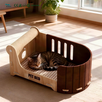 Canapé de luxe pour animaux de compagnie, lit pour animaux de compagnie en bois, motif rayé personnalisé, respirant, chaud, amovible, lavable, rembourrage en coton, chiens et chats, toutes saisons