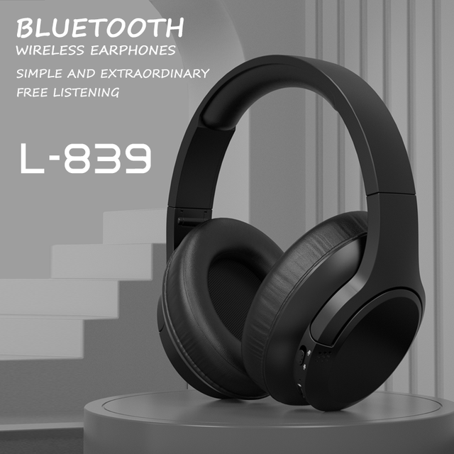 LDON839 Fast Charging BT 5.3 Deep Bass Comfortable Wear 50mm Unit Lightweight Over-Ear Wireless Gaming Headset Metal Leather