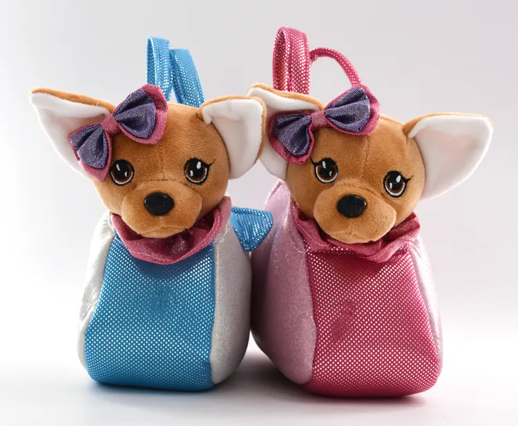 Yeni tasarım 20cm peluş köpek çanta dolması köpek chihuahua köpek oyuncaklar