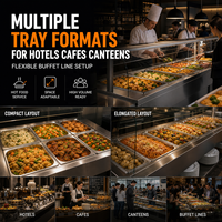 Comptoir de service de nourriture chaude d'acier inoxydable de buffet de restaurant d'hôtel avec la cuisine commerciale pliable de support d'assiette