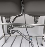 Évier de cuisine double bac en acier inoxydable SUS304 commercial avec panier d'égouttage et robinet, design moderne fait main, fabricant OEM