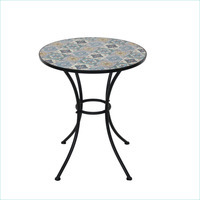 Mesa de Mosaico para Patio, Mesa de Café para Balcón Exterior, Mesa Cuadrada de Metal y Hierro Impermeable, Azulejos de Cerámica, Muebles Plegables de Mosaico