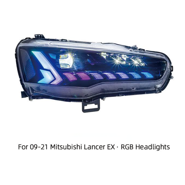 Custom Auto Modified DRL Sequential Turn Signals RGB LED Projector Headlight Assembly for Mitsubishi Lancer EX 2009-2018
