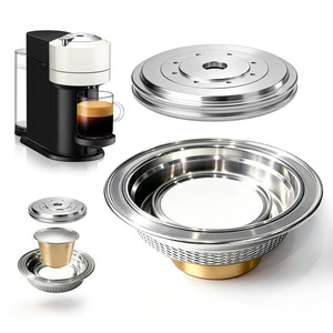 Convertisseur de capsules en acier inoxydable 304 pour machine à café Vertuo, accessoire réutilisable de grande taille à petite taille pour usage domestique - Product Image 1