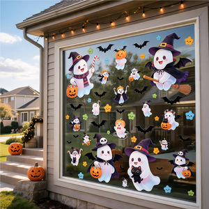 Adhesivos Decorativos para Ventanas <span class=keywords><strong>de</strong></span> Halloween, Calcomanías <span class=keywords><strong>de</strong></span> Fantasmas, Calabazas Malvadas, Murciélagos, Gatos Negros, Adhesivos Reutilizables para Decoración <span class=keywords><strong>de</strong></span> Fiestas <span class=keywords><strong>de</strong></span> Halloween - Product Image 2