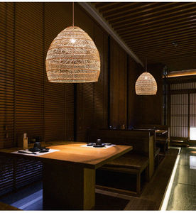 Natürlicher Bambus-Lampenschirm Lampenabdeckungen Rahmen Dekoration Wohnzimmerbeleuchtung Innen Holz-Kronleuchter Pendelleuchten - Product Image 5