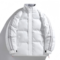 Veste matelassée bleu vif à col montant pour homme avec détail manches rayées et boutons-pression – Manteau d'hiver chaud