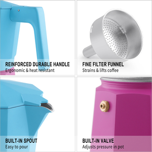 Cafetera Moka de Aluminio Elegante, Color Moderno, para Uso Doméstico, con Cuchara y Cepillo - Product Image 5