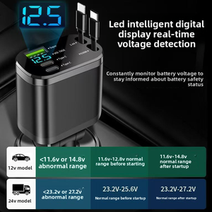 100W Max 5 in 1 <span class=keywords><strong>caricabatteria</strong></span> retrattile <span class=keywords><strong>per</strong></span> <span class=keywords><strong>auto</strong></span> con Display a LED adattatore USB di tipo C Super veloce <span class=keywords><strong>per</strong></span> <span class=keywords><strong>iphone</strong></span> Android - Product Image 6