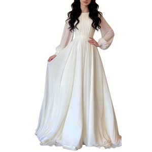 ชุดเดรสยาวทรงพลีทสำหรับผู้หญิง - ชุดเดรสแฟชั่นแขนยาวผูกเอวสำหรับงานทางการ - Product Image 3