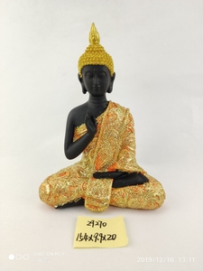 พระพุทธรูปไทยเซนรูปปั้นพระพุทธรูปรูปปั้นเรซิ่นสีดำทองหัตถกรรมรูปปั้นทางศาสนาในร่มของขวัญตกแต่งบ้านศิลปะพระพุทธรูป - Product Image 4