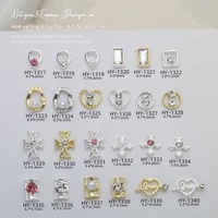 Paso Sico Accessoire d'art ongulaire en alliage, cœur tridimensionnel évidé rose poudré, strass pour ongles, best-seller transfrontalier