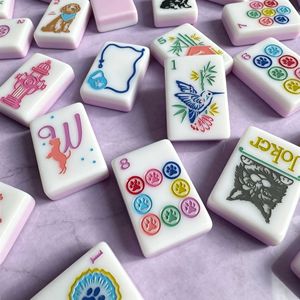 Jeu de mahjong sur le thème des chiots roses, jeux de société décontractés, jeux de cartes et jeux de mahjong pour le divertissement - Product Image 2