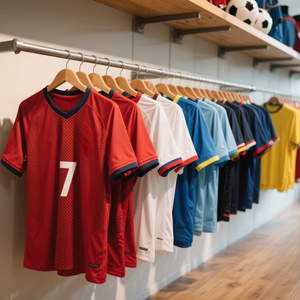 Rood Aangepast Logo Team Training Trainingspak Leeg Shirt Voetbalkleding Voetbalshirt - Product Image 1