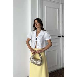 Chemise à col en dentelle blanche pour femmes, popeline, style vintage doux, respirante, à porter au quotidien - Product Image 4