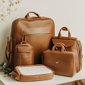 Bolsa de pañales de maternidad al aire libre de viaje personalizada de lujo momia de cuero vegano <span class=keywords><strong>3</strong></span> <span class=keywords><strong>en</strong></span> <span class=keywords><strong>1</strong></span> Conjunto de pañales para bebé <span class=keywords><strong>mochila</strong></span> con cambiador - Product Image 4