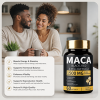Extrait triple de racine de Maca OEM 1500mg avec poivre noir pour la santé sexuelle et reproductive des adultes - 60 gélules molles sans gluten, naturel