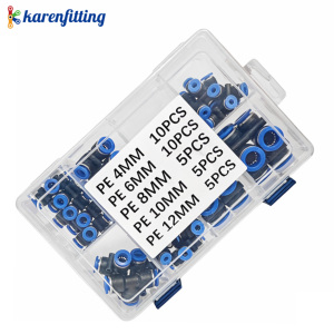 Kit de raccords pneumatiques en PE assortis, multi-tailles, à branchement rapide pour ligne de compresseur d'air - Product Image 6